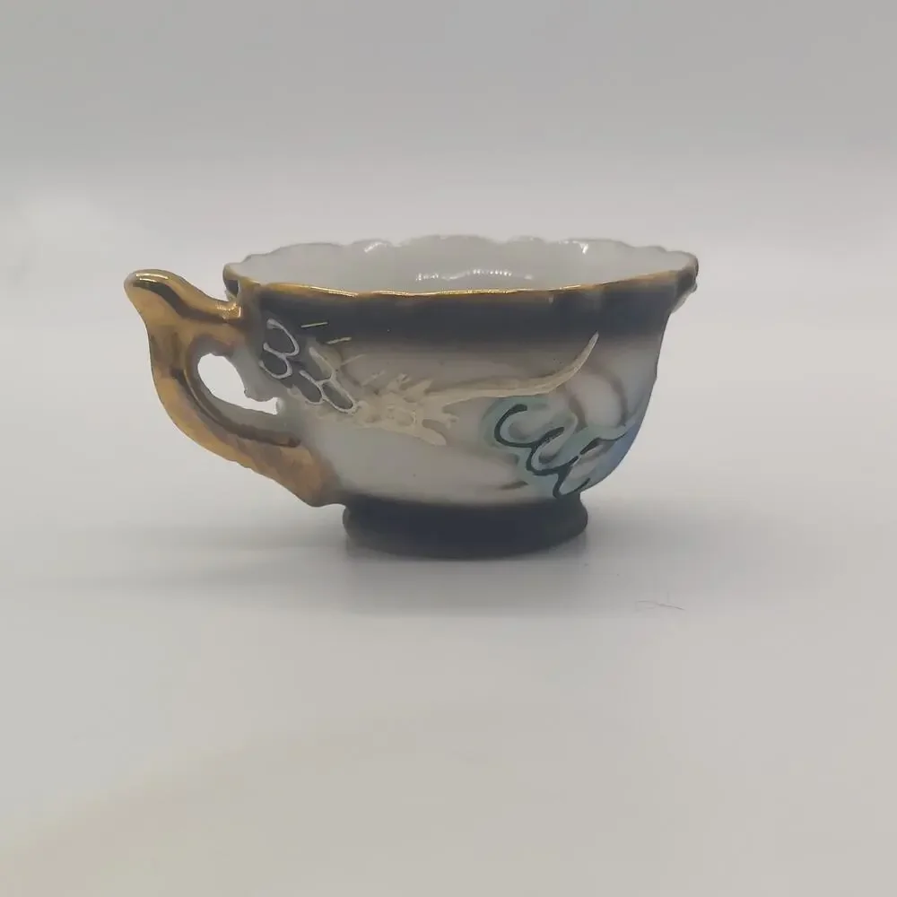 Vintage Dragonware Moriage Tea Cup and Saucer Dragon Hand Painted Made In Japan